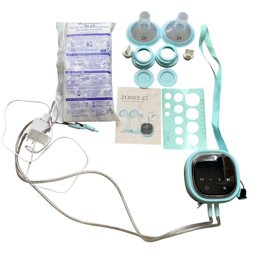 Zomee Z2 Electric Breast‎ Pump Bundle Parts Accessories Tested Works, Breastfeed